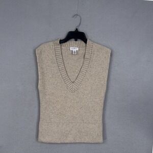 LOFT Sweater Vest Womens XS Tan Wool Cashmere Luxury Preppy Classic Minimalist